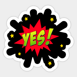 Yes Comic Text Effect Speech Bubble Sticker